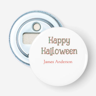 Happy halloween green orange pastel trendy modern bottle opener