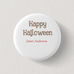 Happy halloween green orange pastel trendy modern button