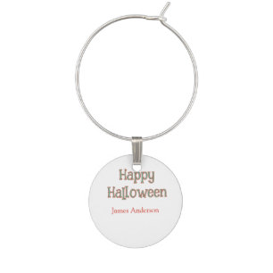 Happy halloween green orange pastel trendy modern wine charm