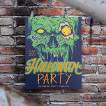 Happy Halloween |  Green Slimy Zombie Skull Invitation<br><div class="desc">Happy Halloween |  Green Slimy Zombie Skull</div>