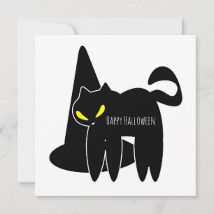 Happy Halloween Greeting Card Creepy Black Cat