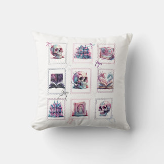 Happy Halloween Grid design spooky images Throw Pillow