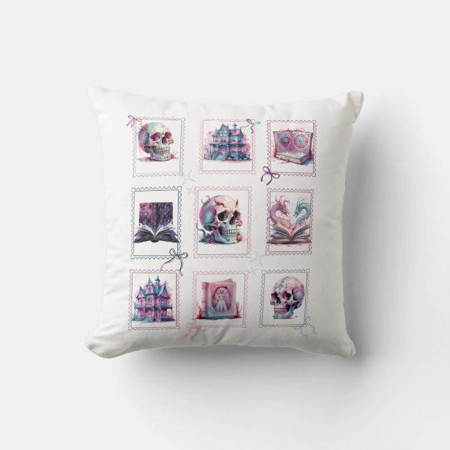 Happy Halloween Grid design spooky images Throw Pillow (Front)