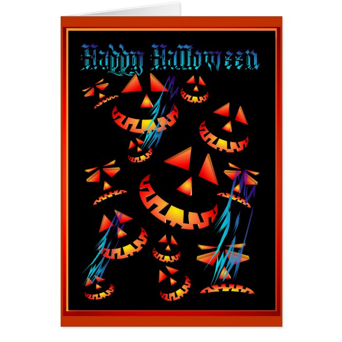 Happy Halloween Grinning PumpkinsCard