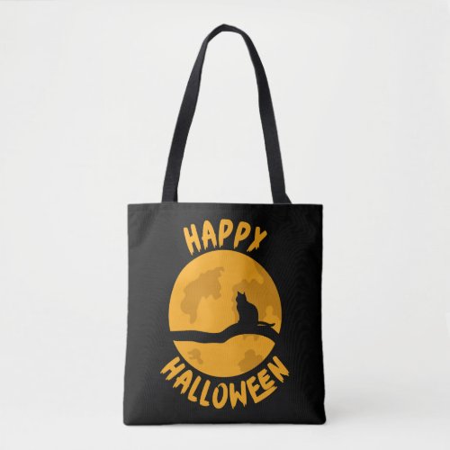 Happy Halloween Halloween Black Cat Tote Bag