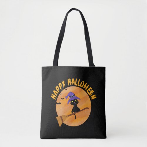 Happy Halloween Halloween Black Cat  Tote Bag