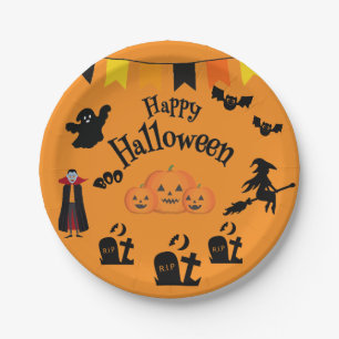 Happy Halloween & Halloween Characters  Paper Plates