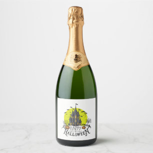 happy Halloween, Halloween party, funny Halloween  Sparkling Wine Label