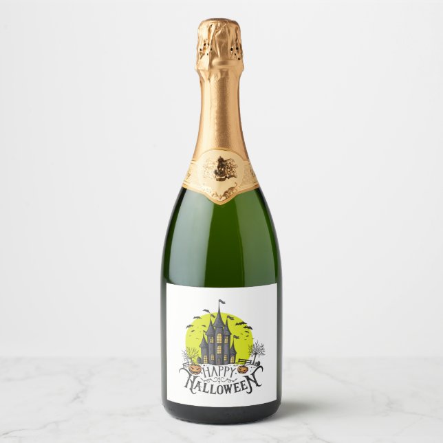 happy Halloween, Halloween party, funny Halloween  Sparkling Wine Label (Front)