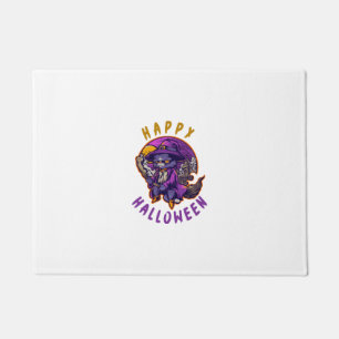 Happy Halloween Halloween Witch Cat Doormat