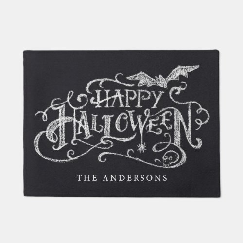 Happy Halloween Hand_Lettered Chalk Personalized Doormat