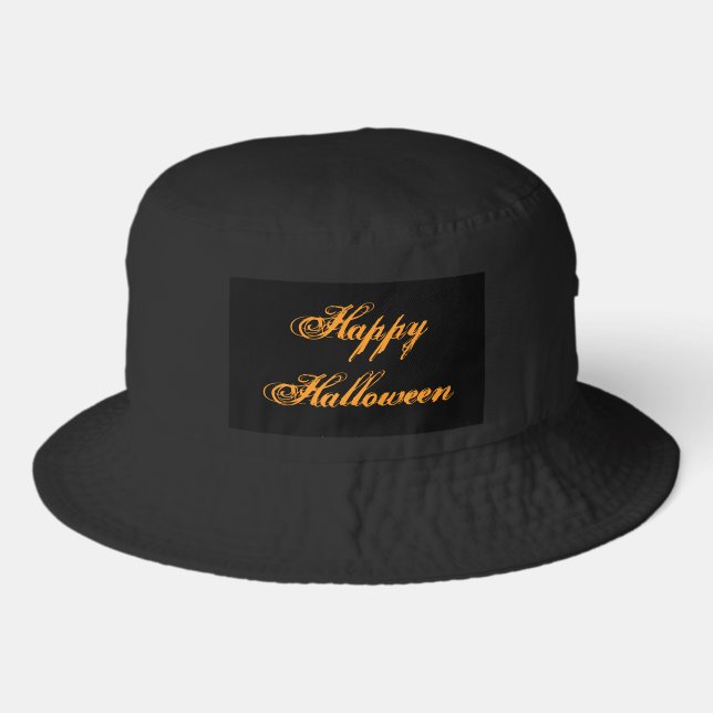 Happy Halloween Handwriting Bucket Hat (Black) (Front)