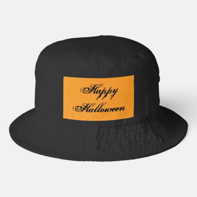 Happy Halloween Handwriting Bucket Hat (Orange) (Front)