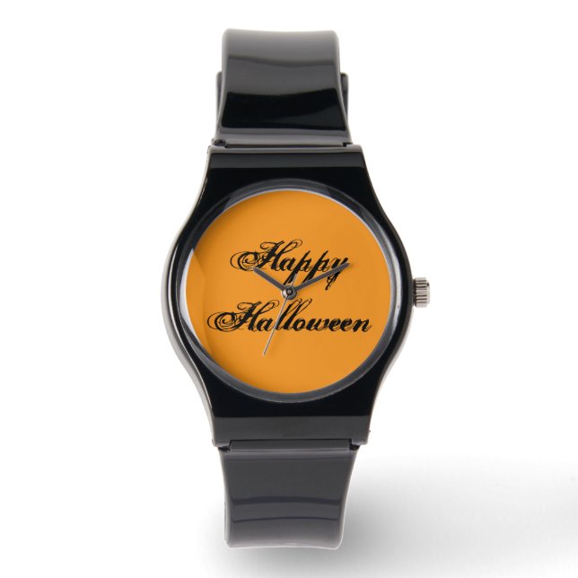 Happy Halloween Handwriting Watch (Orange & Black) (Front)