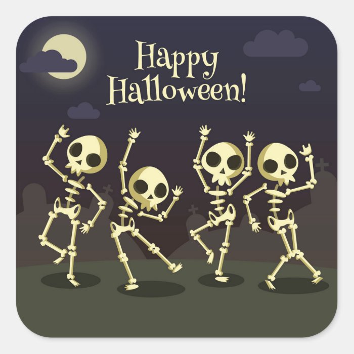 Happy Halloween - Happy Skeletons Square Sticker
