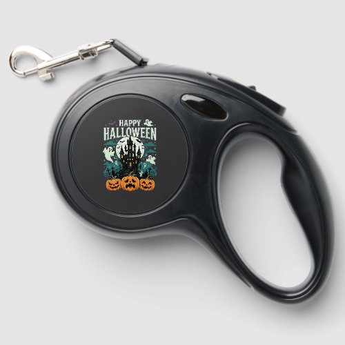 Happy Halloween Haunted Castle Ghosts and Pumpkins Retractable Pet Leash