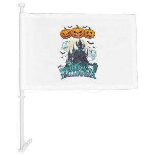 Happy Halloween Haunted Castle Pumpkins Ghosts_1 Car Flag