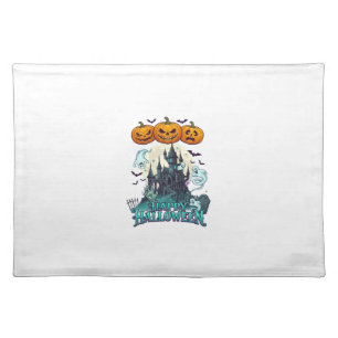 Happy Halloween Haunted Castle Pumpkins Ghosts_1 Cloth Placemat