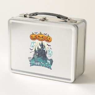 Happy Halloween Haunted Castle Pumpkins Ghosts_1 Metal Lunch Box