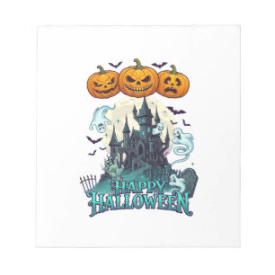 Happy Halloween Haunted Castle Pumpkins Ghosts_1 Notepad