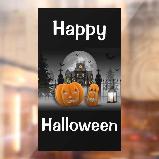 Happy Halloween haunted House and Jack-o-lanterns Window Cling (Sheet 2)