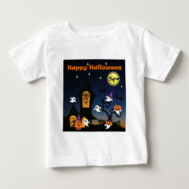Happy Halloween Haunted House Baby T-Shirt (Front)