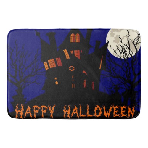 Happy Halloween Haunted House Bath Mat