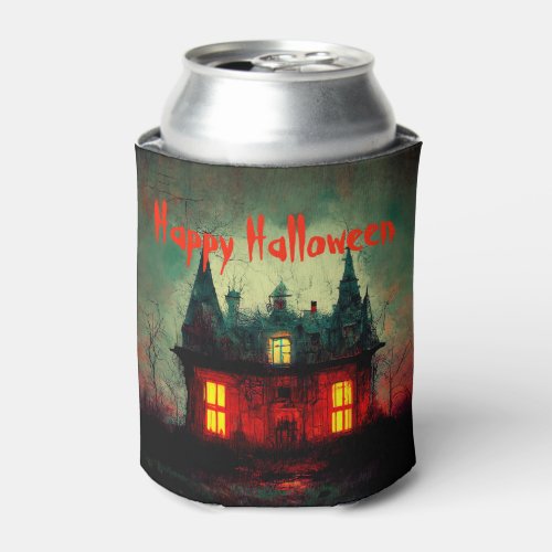 Happy Halloween Haunted House Can Cooler