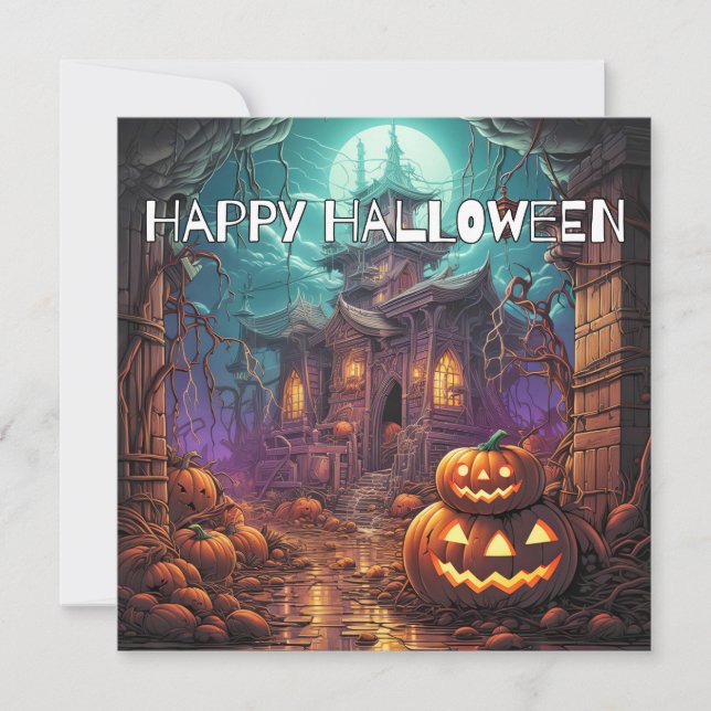Happy Halloween | Haunted House Card (Front)