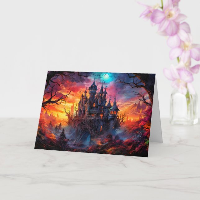 Happy Halloween | Haunted House Card (Orchid)