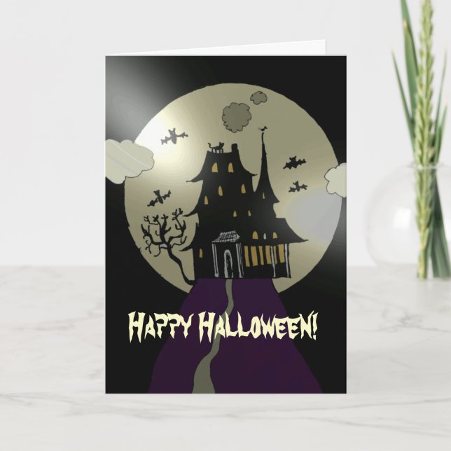 Happy Halloween  Haunted House Card (Front)