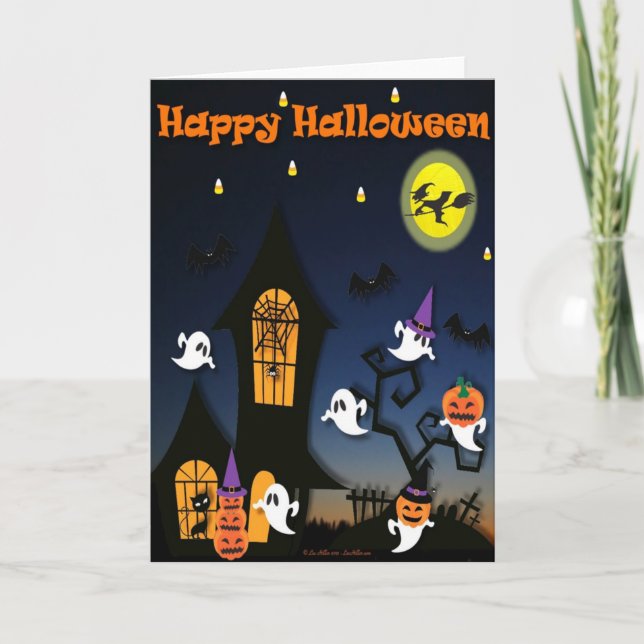 Happy Halloween Haunted House Card (Front)