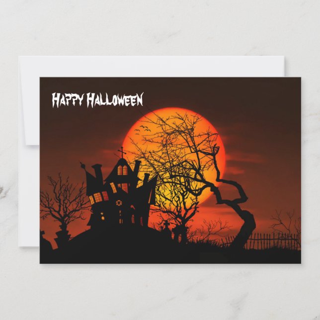 Happy Halloween Haunted House Card (Front)