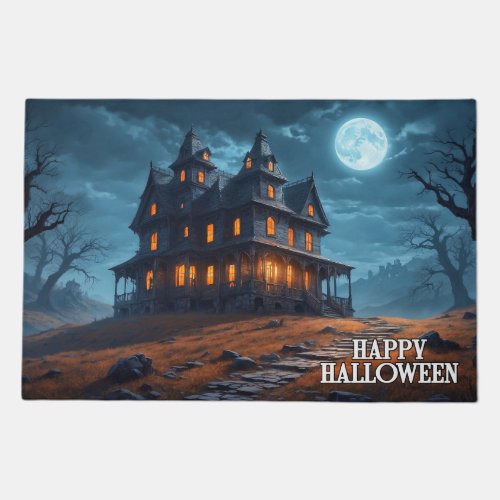 Happy Halloween Haunted House Doormat