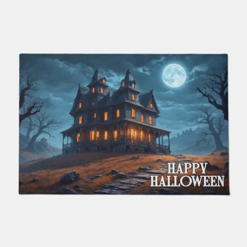 Happy Halloween Haunted House Doormat