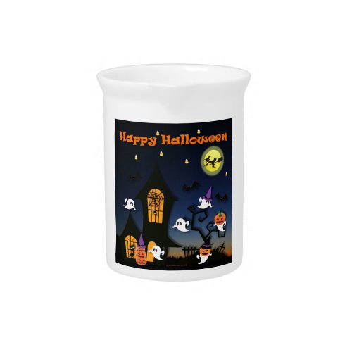 Happy Halloween Haunted House Drink Pitcher