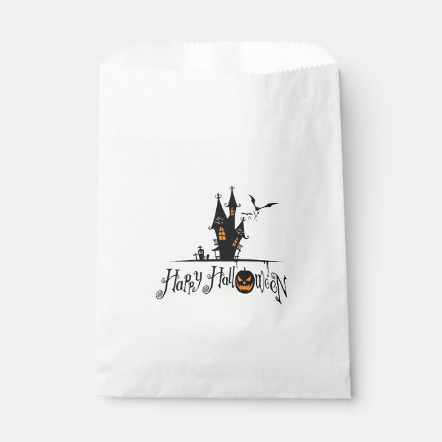 Happy Halloween Haunted House Favor Bag (Front)
