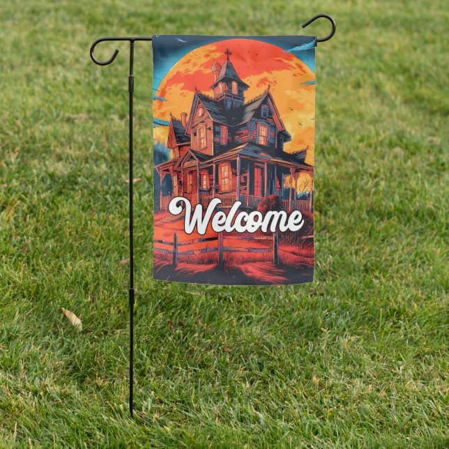 Happy Halloween | Haunted House Garden Flag (In SItu)