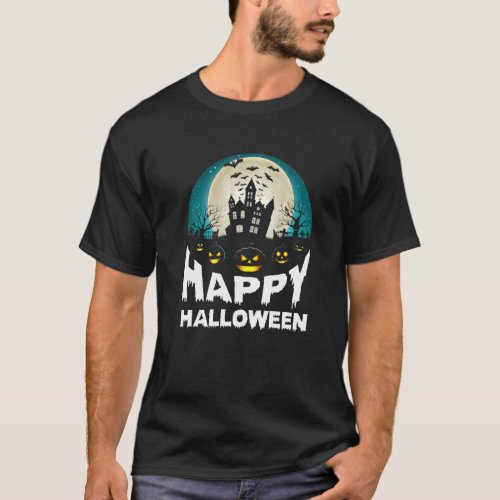 Happy Halloween Haunted House Graveyard Scary Pump T_Shirt