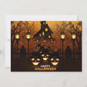Happy Halloween Haunted House Holiday Card