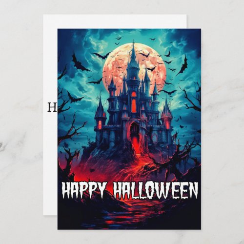 Happy Halloween  Haunted House Holiday Card