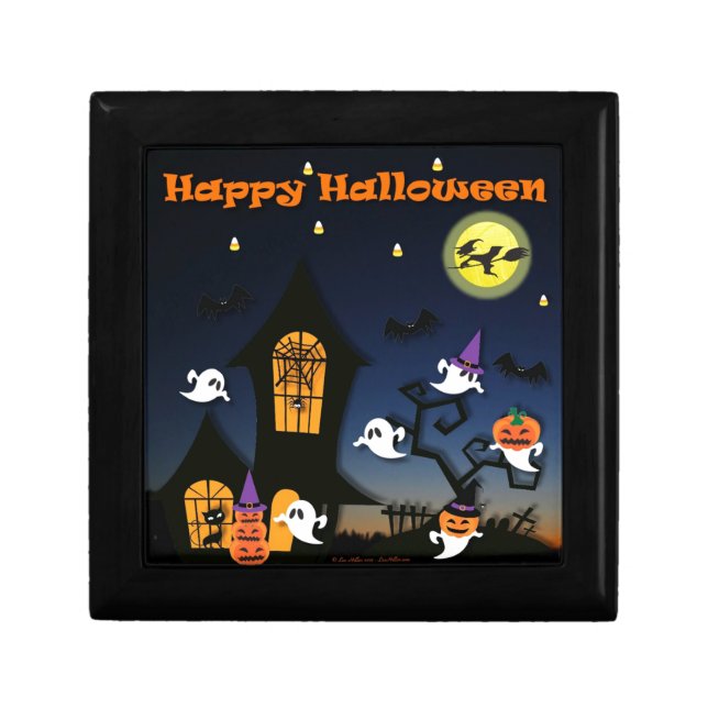 Happy Halloween Haunted House Jewelry Box (Front)