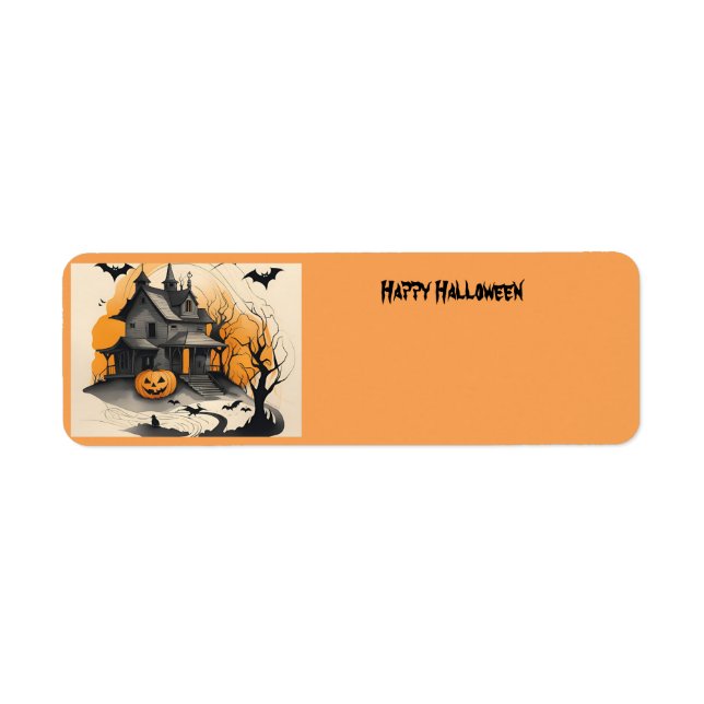 happy Halloween haunted house Label (Front)