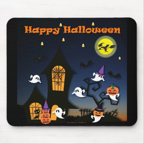 Happy Halloween Haunted House Mouse Pad