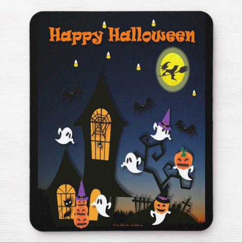 Happy Halloween Haunted House Mouse Pad