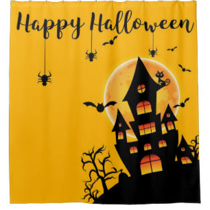 Happy Halloween Haunted House On The Hill Shower Curtain