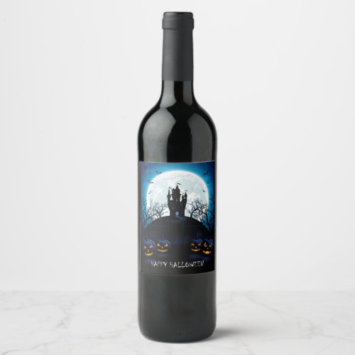 Happy Halloween Haunted House On The Hill Wine Label