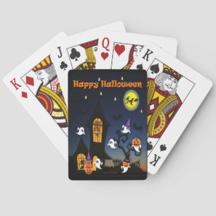 Happy Halloween Haunted House Poker Cards