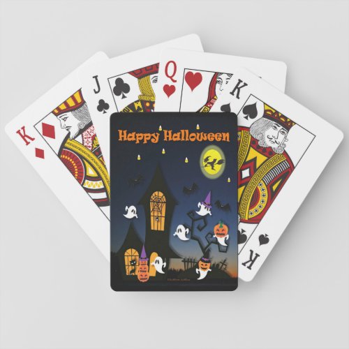 Happy Halloween Haunted House Poker Cards