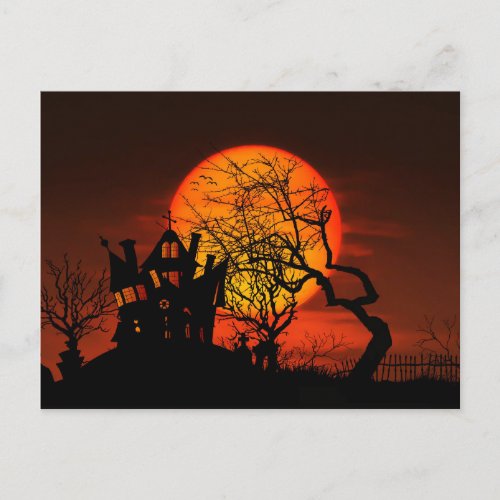 Happy Halloween Haunted House Postcard